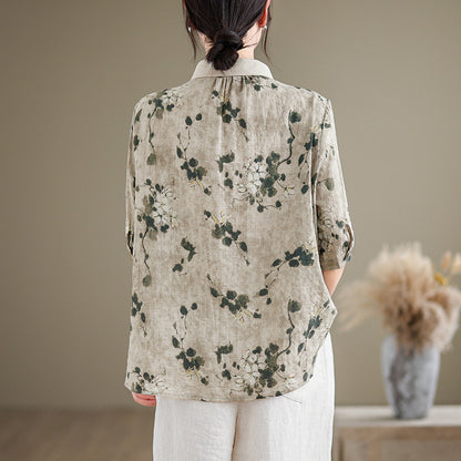 Chemisier femme à manches courtes – Style coton et lin