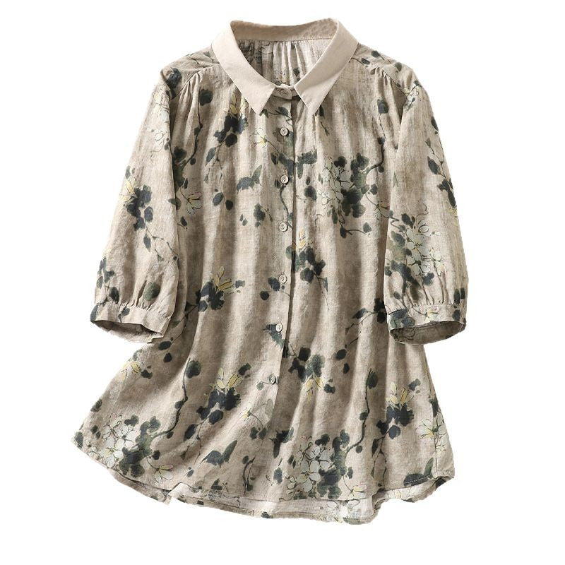 Chemisier femme à manches courtes – Style coton et lin