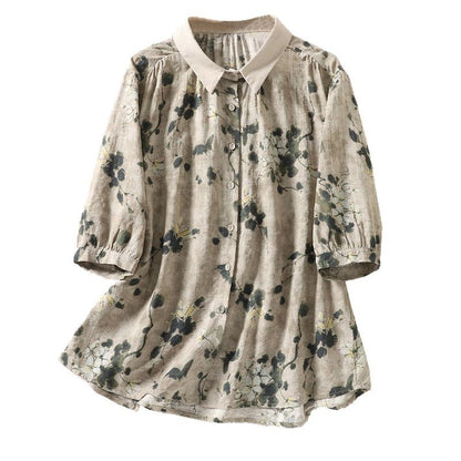 Chemisier femme à manches courtes – Style coton et lin