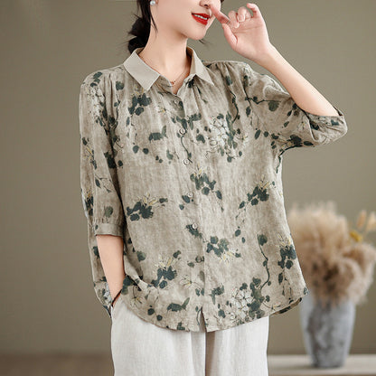 Chemisier femme à manches courtes – Style coton et lin
