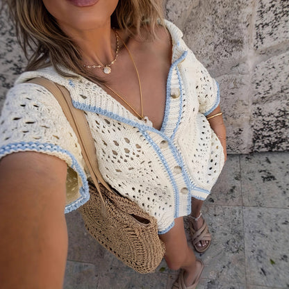 Cardigan Tricoté Femme à Découpes Polyvalent